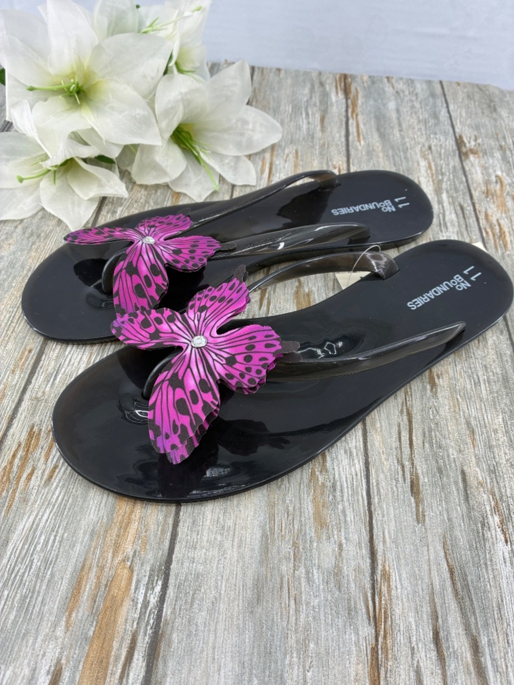 Butterfly Applique Jelly Sandals Flip Flops Shoes Size 11